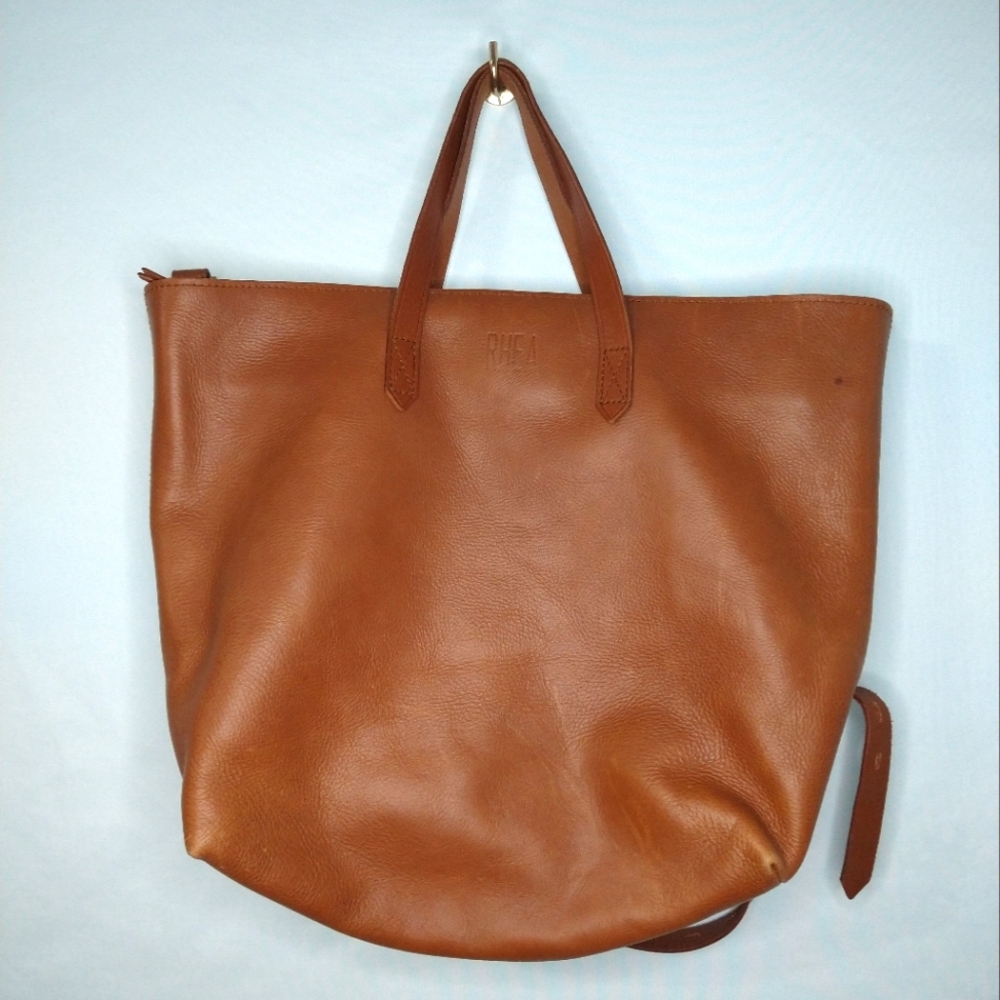 Madewell The Transport Tote Zip Top Saddle Colored Leather Bag
